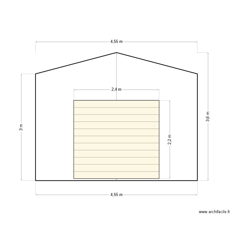 Façade existante avec porte de garage. Plan de 0 pièce et 0 m2
