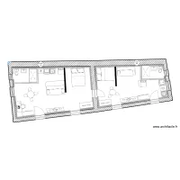 PLAN DES 2 T2 avec cloisons + bar + meubles