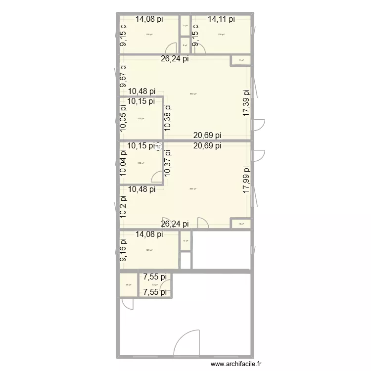 Bureau/logements. Plan de 14  et 161 m²