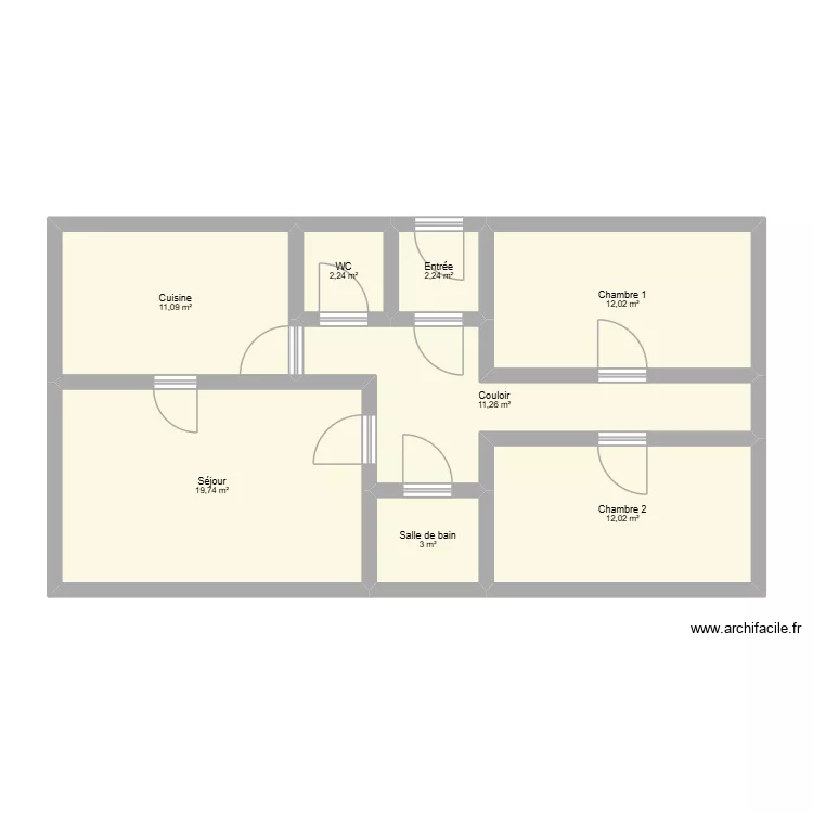 F3 appartement dffdf. Plan de 8  et 74 m²