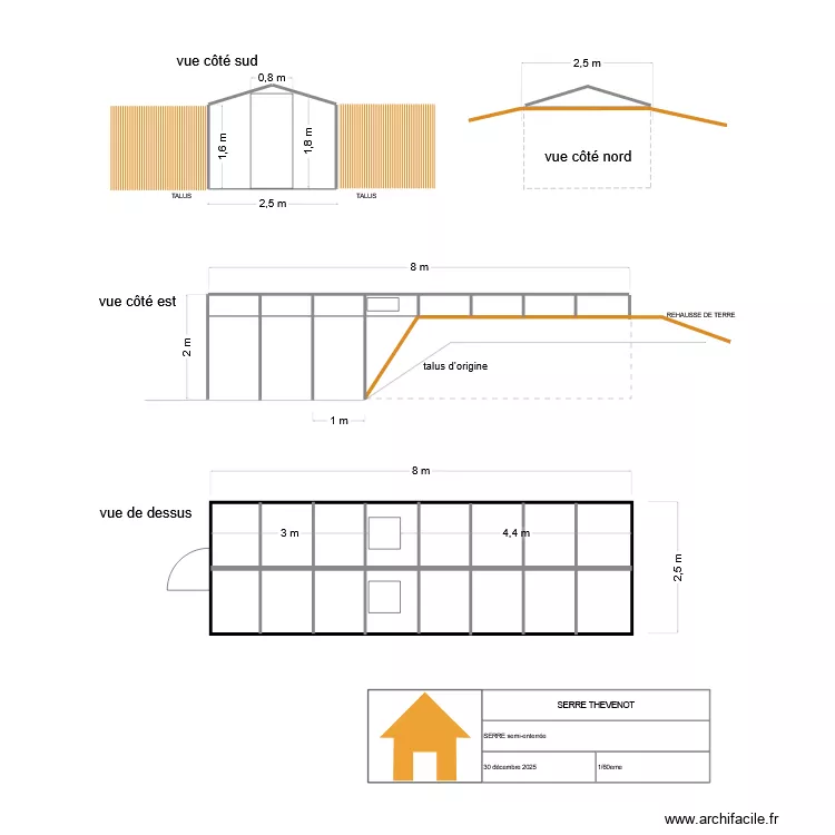 Serre THEVENOT. Plan de 