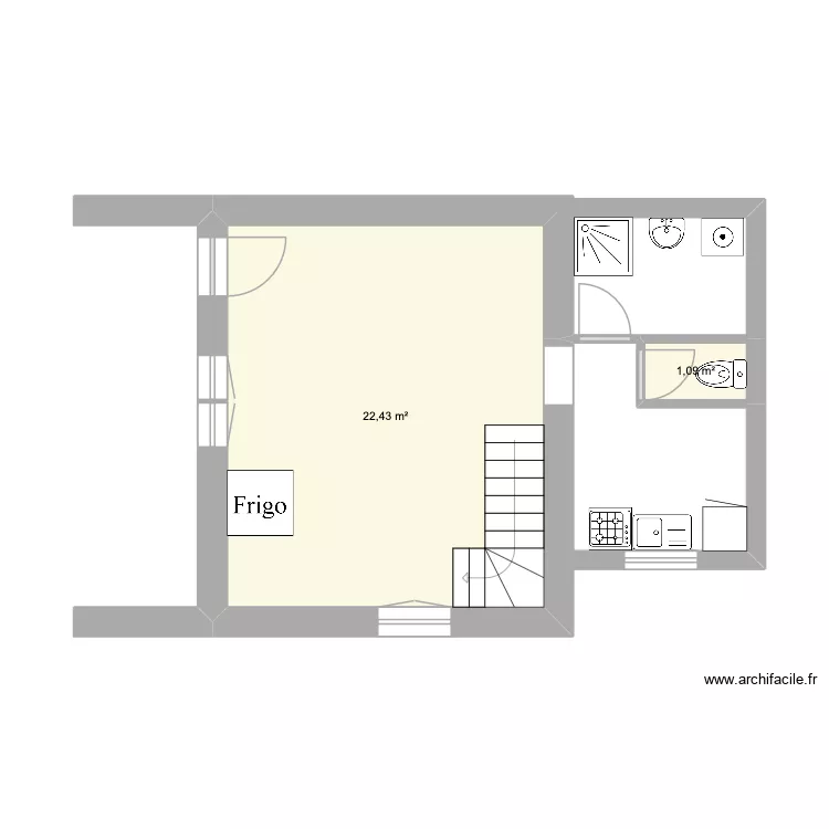 en l'&eacute;tat. Plan de 2  et 24 m²