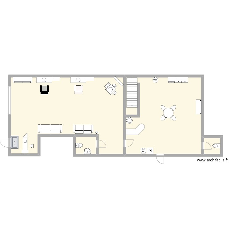 salon ninohair . Plan de 4 pièces et 155 m2