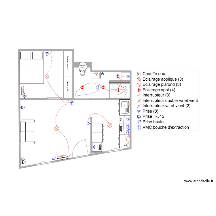 plan elec bnb. Plan de 0 pièce et 0 m2