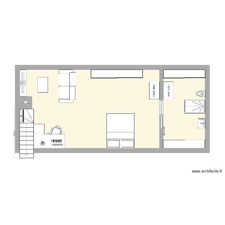 Plan comble. Plan de 3 pièces et 47 m2