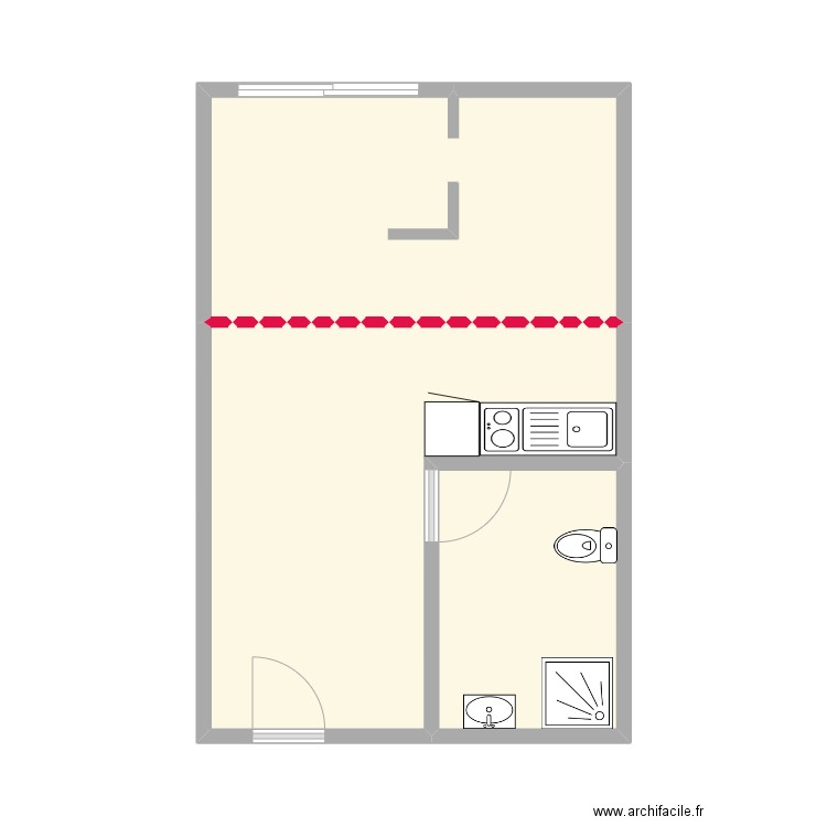 PUCHLY. Plan de 3 pièces et 30 m2