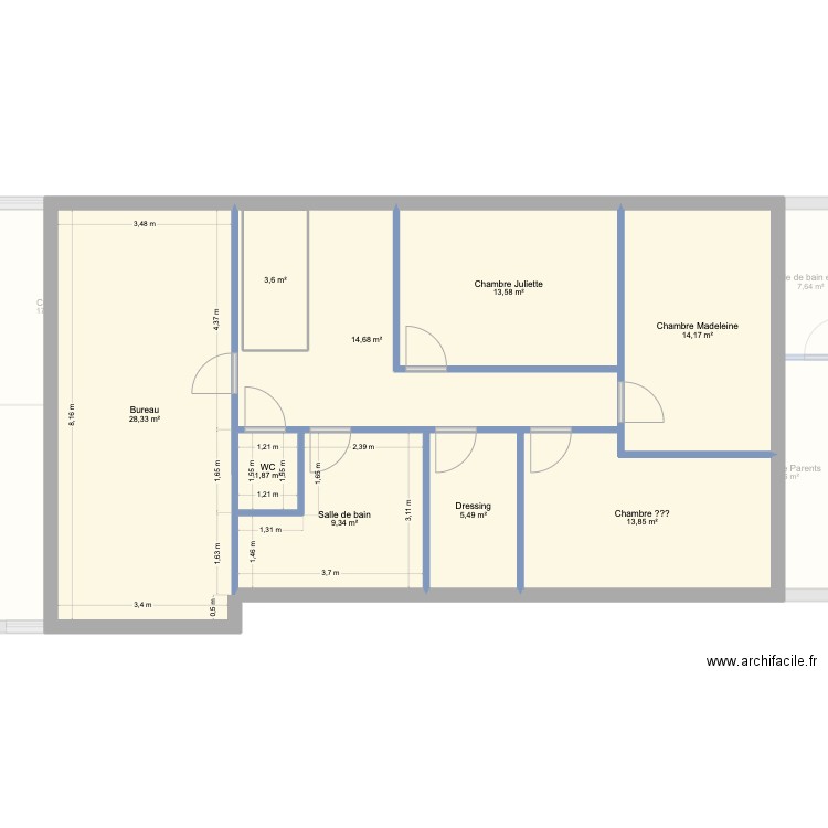 future maison. Plan de 9 pièces et 147 m2