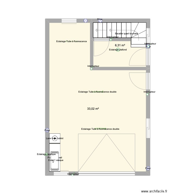 Garage. Plan de 1 pièce et 35 m2