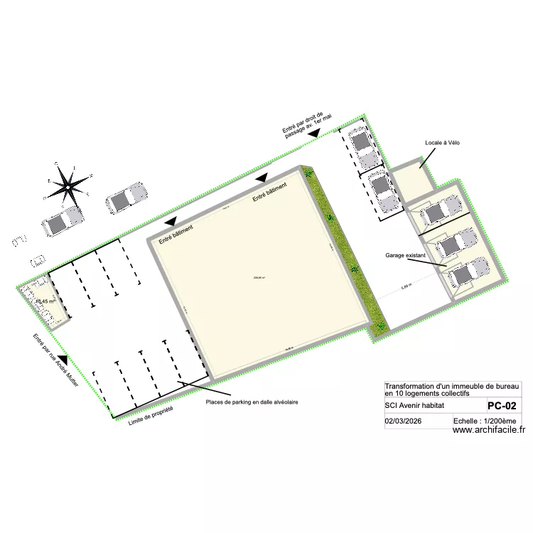 PC1. Plan de 4  et 271 m²