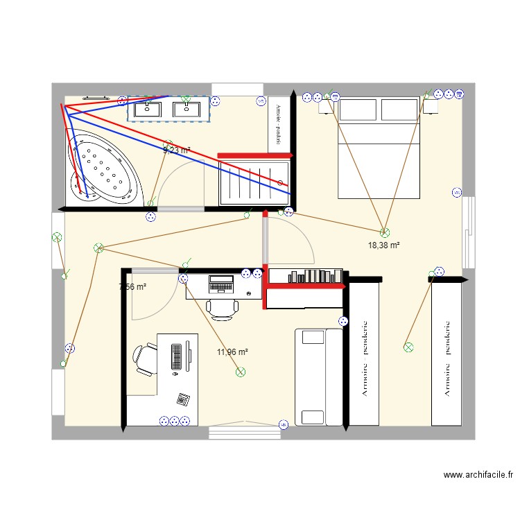 suite marmande elec plomberie. Plan de 4 pièces et 47 m2