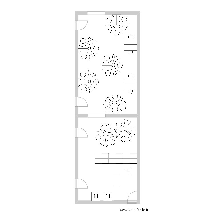 Salle des professeurs. Plan de 2 pièces et 78 m2