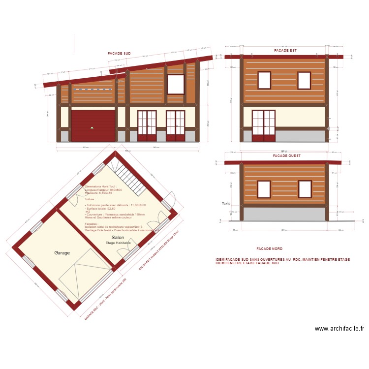 PLAN GARAGE OSSATURE BOIS ST SULPICE 3. Plan de 19 pièces et 135 m2