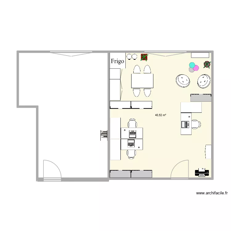 Bureau C2 & D. Plan de 1  et 41 m²