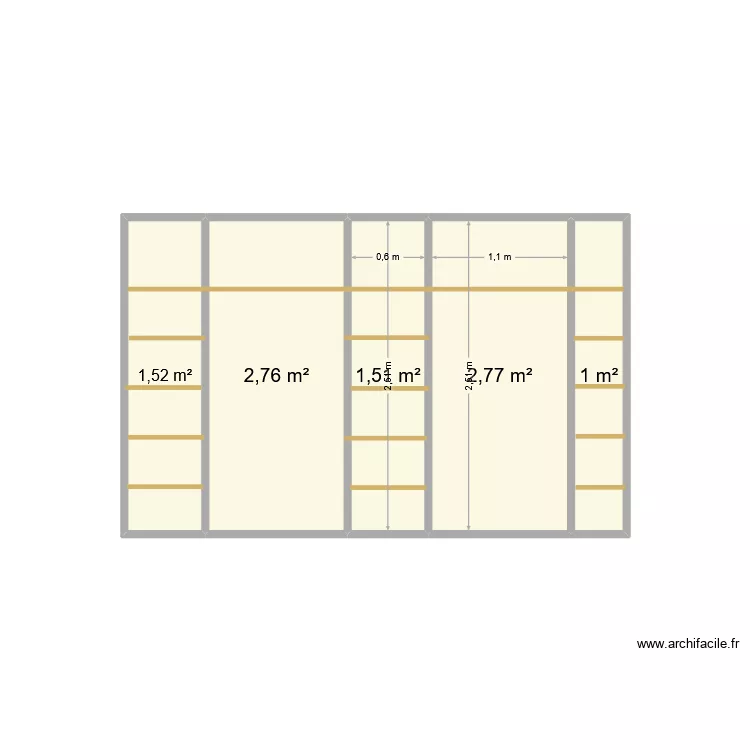 Dressing 642b. Plan de 5  et 10 m²