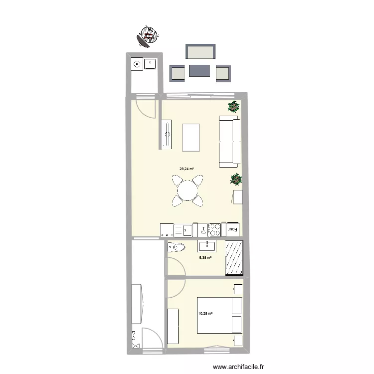 mamy. Plan de 3  et 45 m²