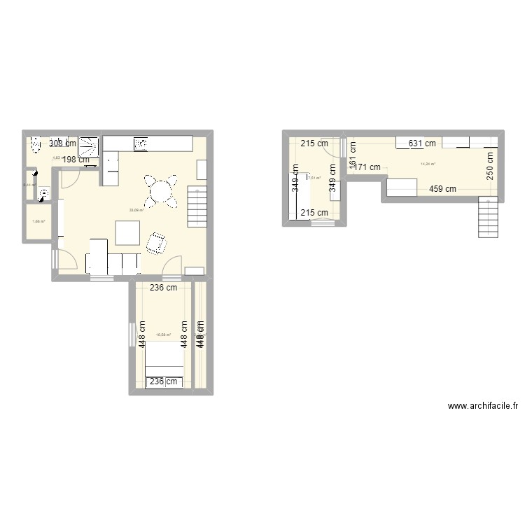 cours herbouville. Plan de 8 pièces et 75 m2