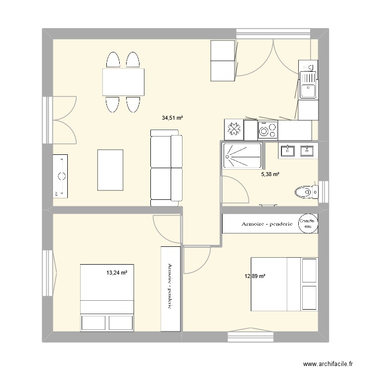 maison laurada rdc. Plan de 4 pièces et 66 m2
