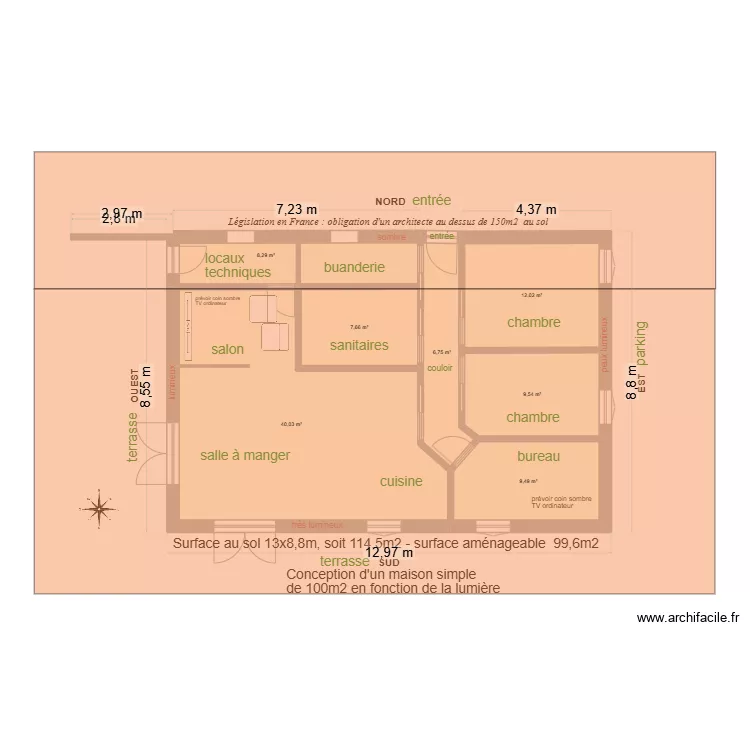 Maison toiture 100m2 01. Plan de Maison toiture 100m2 01. Plan de