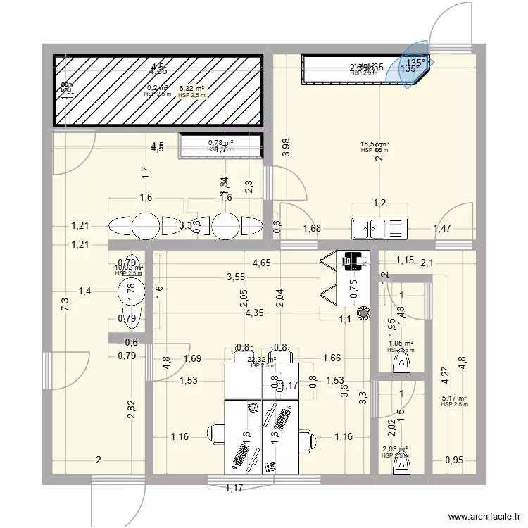 bureau rdc meubl&eacute;. Plan de 10  et 84 m²