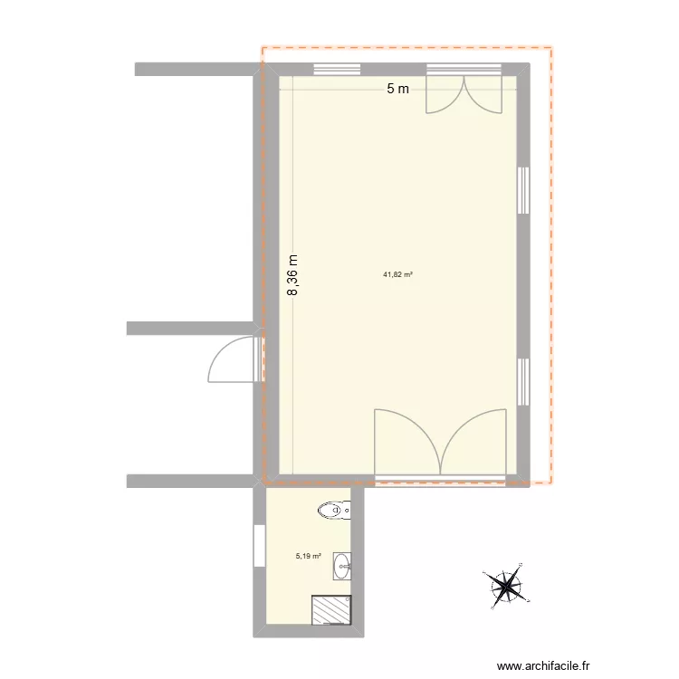 N0 GARAGE AVANT MODIF. Plan de 2 Pièces et 47 m²