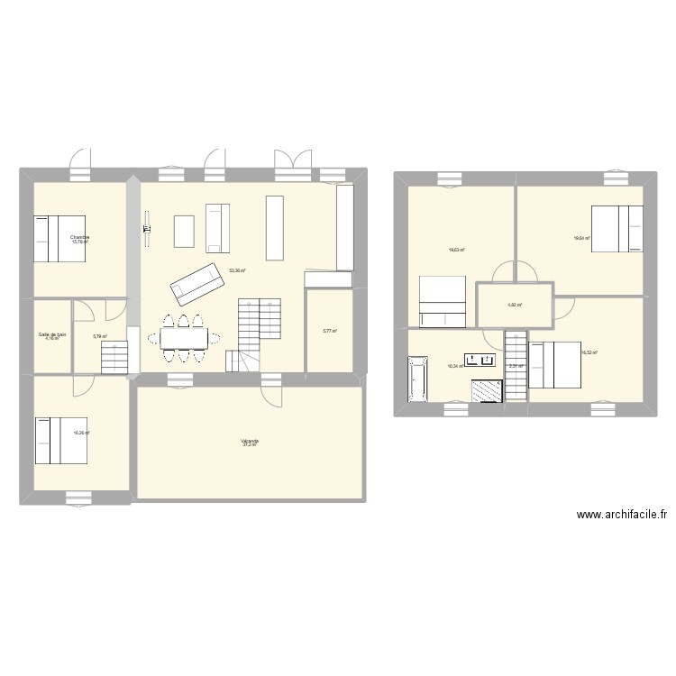 Blannay RDC. Plan de 13 pièces et 212 m2