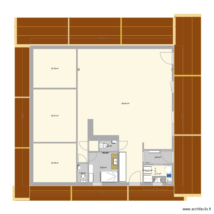 New house. Plan de 9 pièces et 113 m2