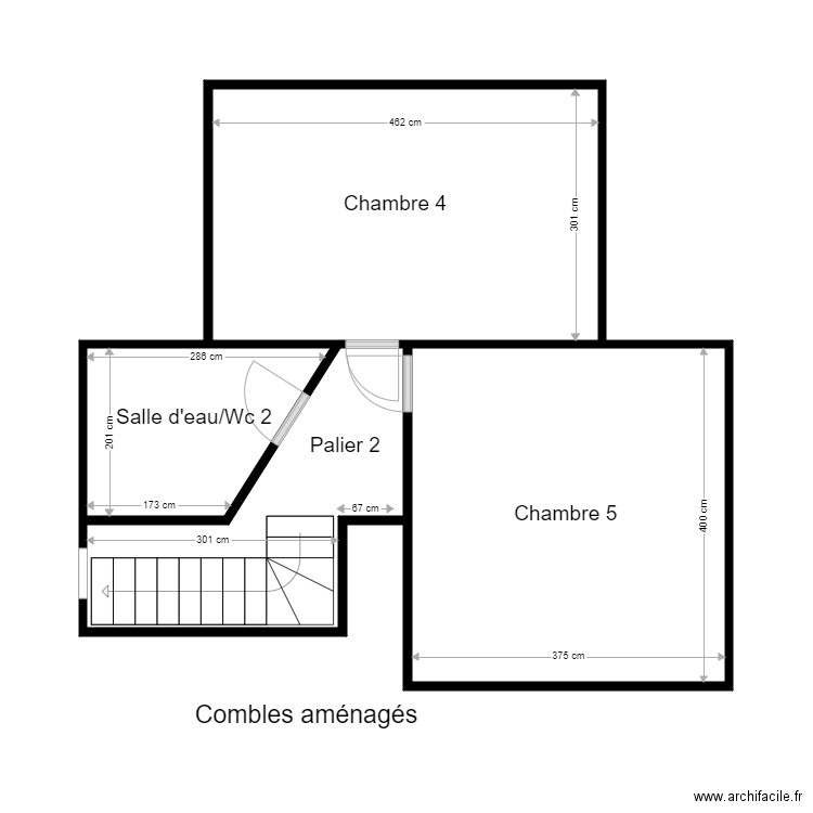 Combles KOROLEVA. Plan de 4 pièces et 40 m2