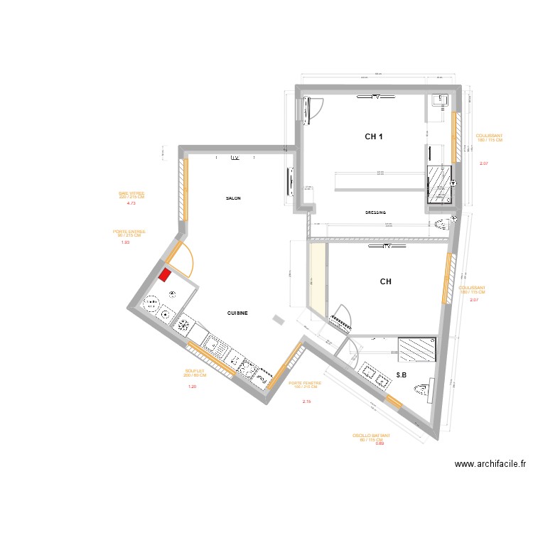 plan aure final elec. Plan de 1 pièce et 2 m2