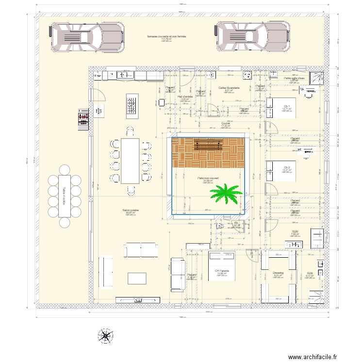 Plan maison. Plan de 22 pièces et 340 m2