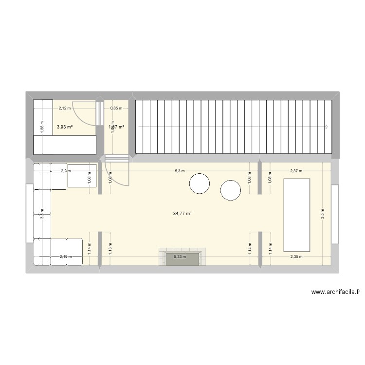 new year. Plan de 3 pièces et 40 m2
