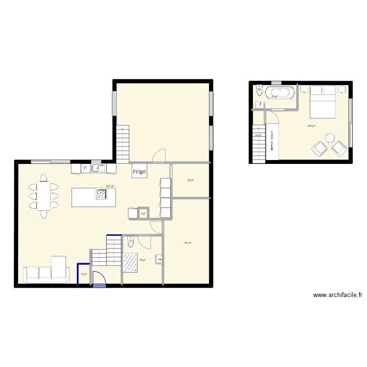 maison. Plan de 9 pièces et 142 m2