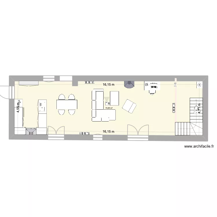 REZ DE CHAUSS&eacute;E maison DEPARIS. Plan de 1  et 75 m²