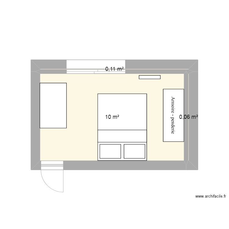 Chambre rénovation. Plan de 3 pièces et 10 m2