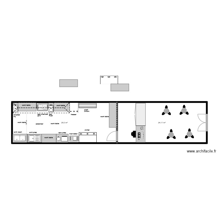 yaman. Plan de 2 pièces et 52 m2
