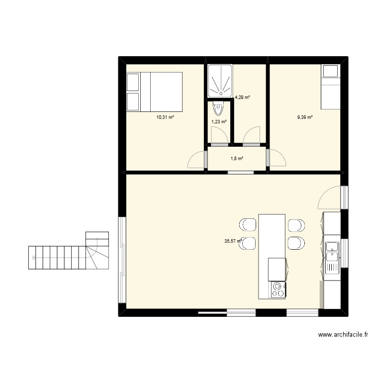 mallarino 2. Plan de 6 pièces et 63 m2