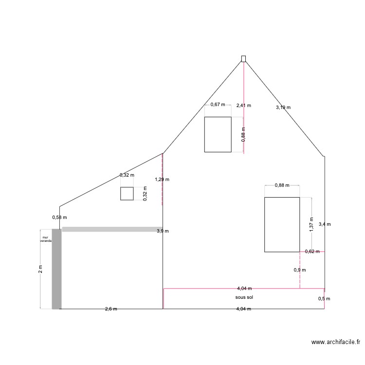 pignon ouest . Plan de 0 pièce et 0 m2