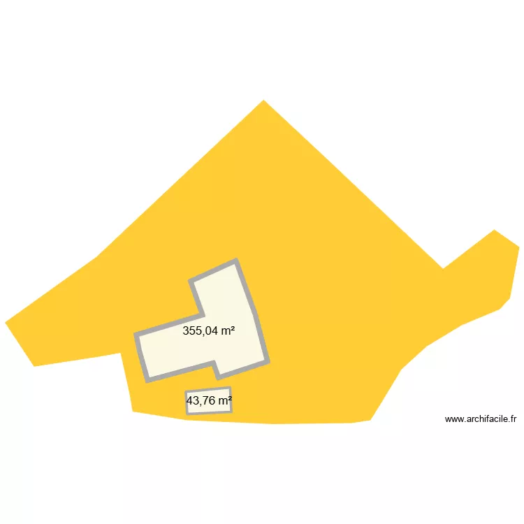 plan de masse. Plan de 2  et 399 m²