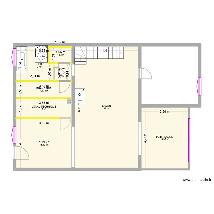plan maison potte. Plan de 7 pièces et 82 m2