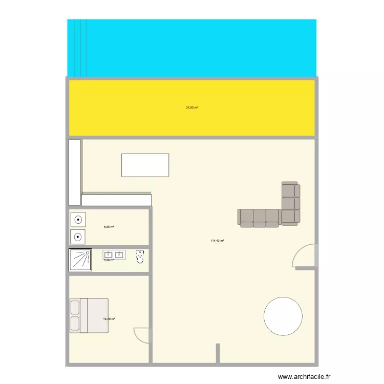 RDC NATIVA. Plan de 5 Pièces et 185 m² RDC NATIVA. Plan de 5 Pièces et 185 m²