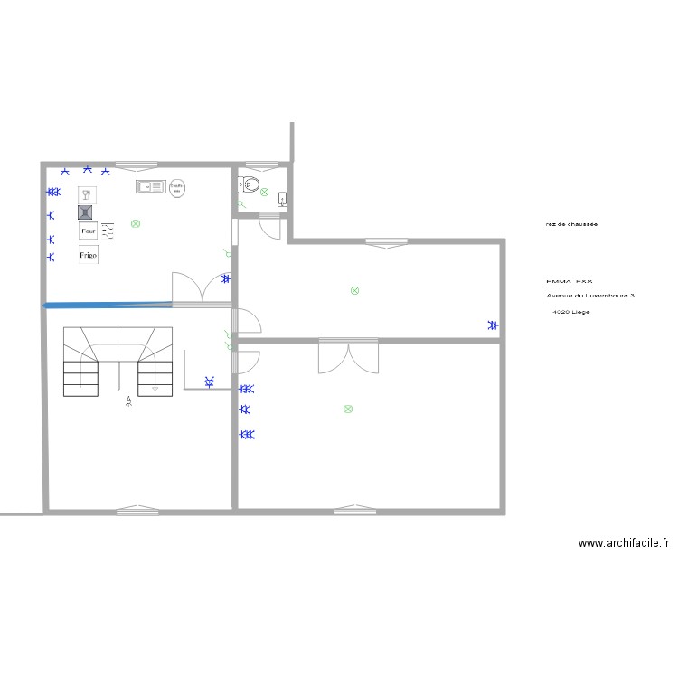 rez de chass. Plan de 5 pièces et 73 m2