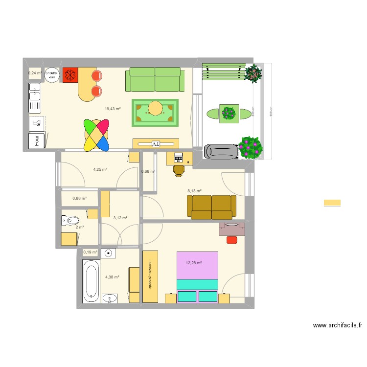 APPART BBi. Plan de 11 pièces et 56 m2