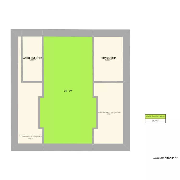 Surface Plancher Grenier. Plan de 