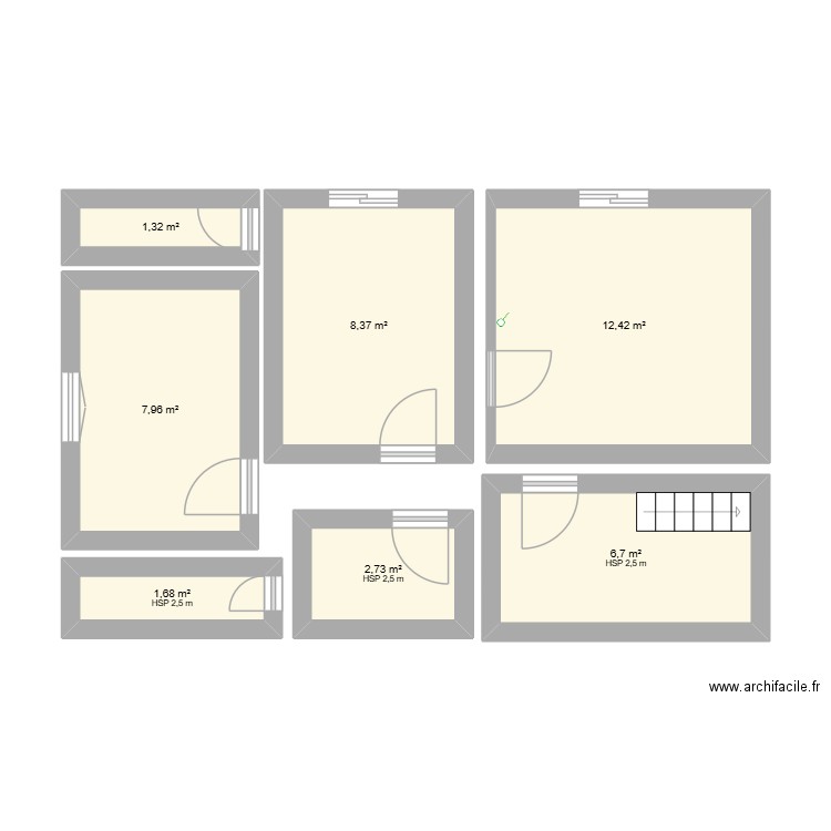plan maison Emilie 1er étage. Plan de 7 pièces et 41 m2