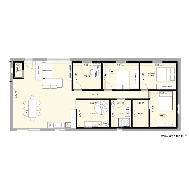 plan carla. Plan de 9 pièces et 176 m2