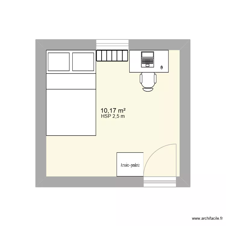 ma chambre. Plan de 1  et 10 m²