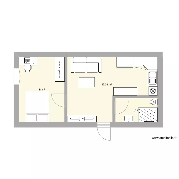 Nantes. Plan de 3  et 32 m²