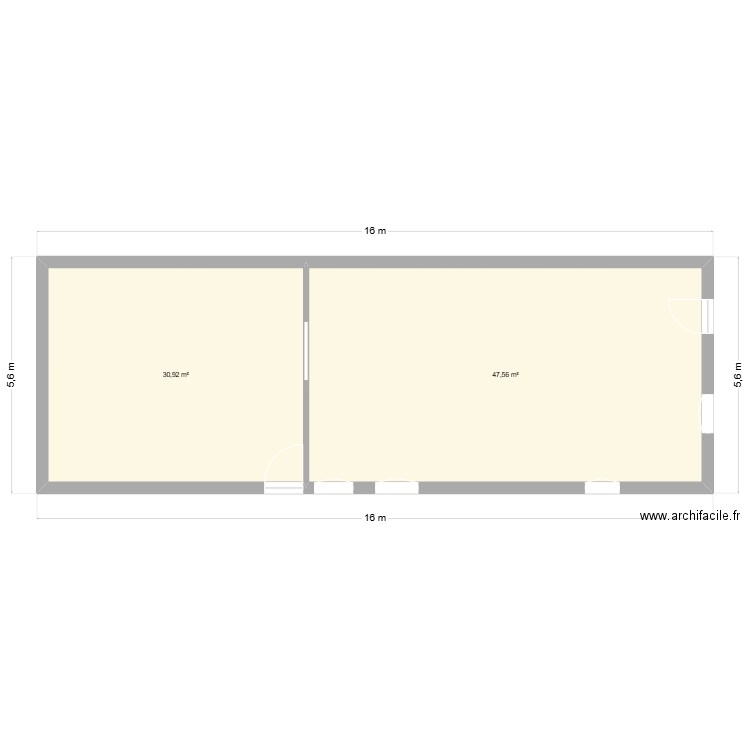 vano. Plan de 2 pièces et 78 m2