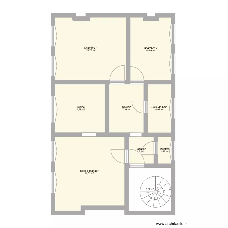 sondart. Plan de 9  et 87 m²