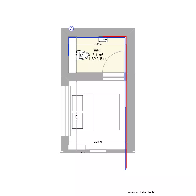 extension chiotte v1. Plan de 1  et 3 m²