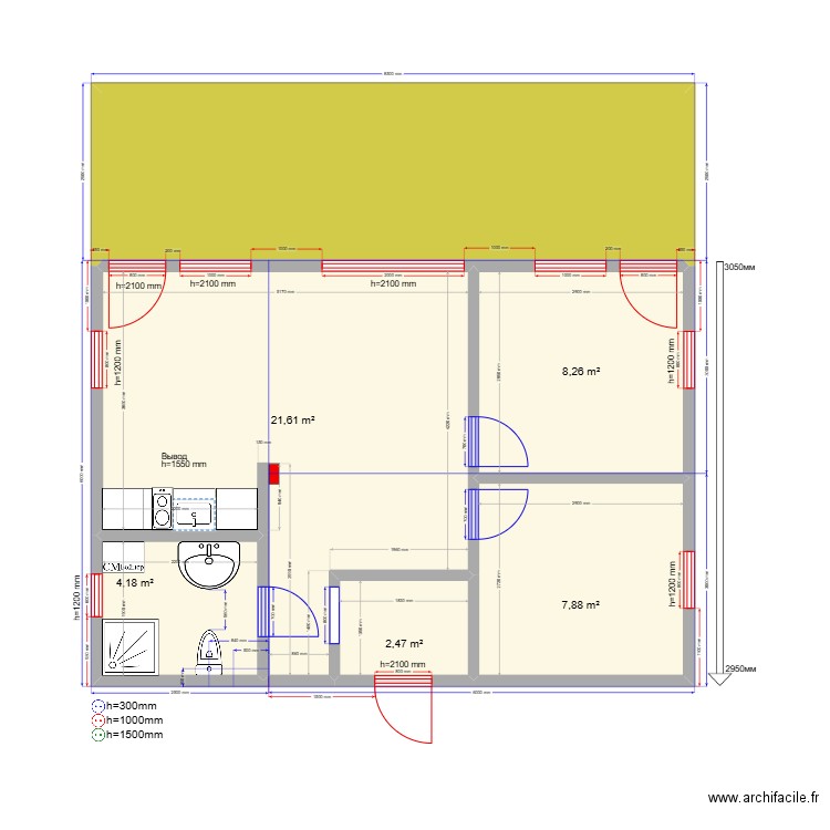 Ольга Калуга кар. Plan de 6 pièces et 64 m2